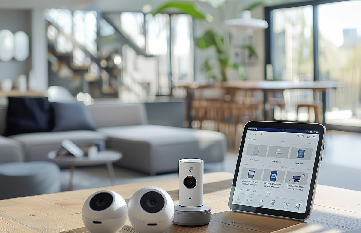 Trucos del Hogar Sistema de seguridad modernos sobre una mesa